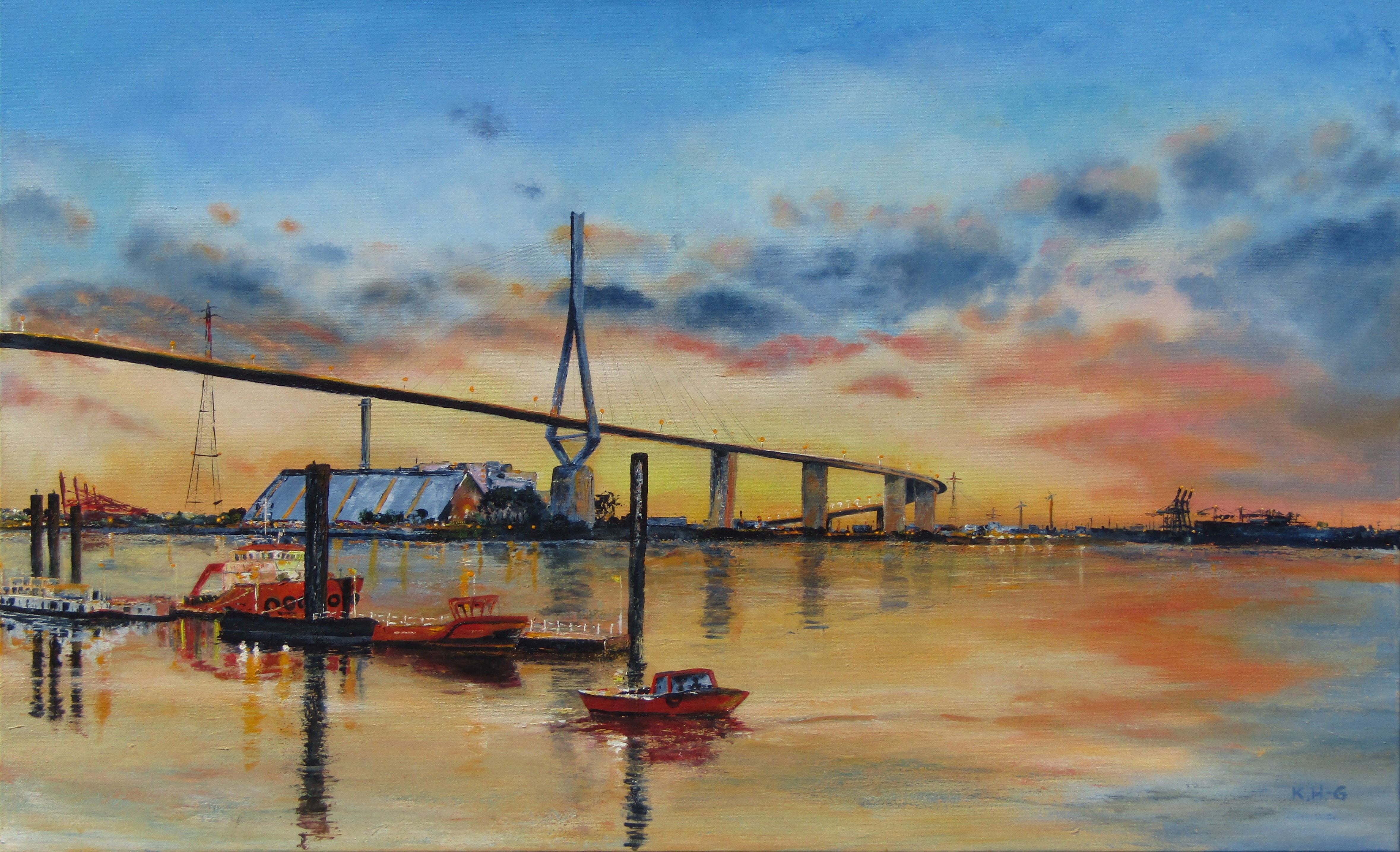 Abendhimmel am Köhlbrand von Hansen-Gluschitz, Katharina 